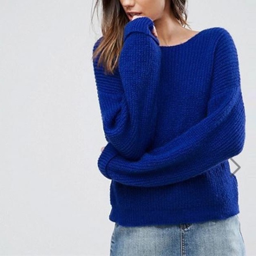 5🌟Sunny Day Sexy Blue Long Sleeve Cozy Sweater - Picture 2 of 6